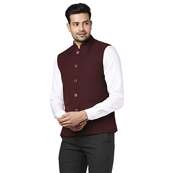 Raymond Dark Maroon Waistcoats - Image 3