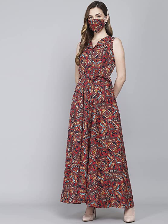 Rudraaksha Women Stylish Crepe Printed Maxi - Image 2