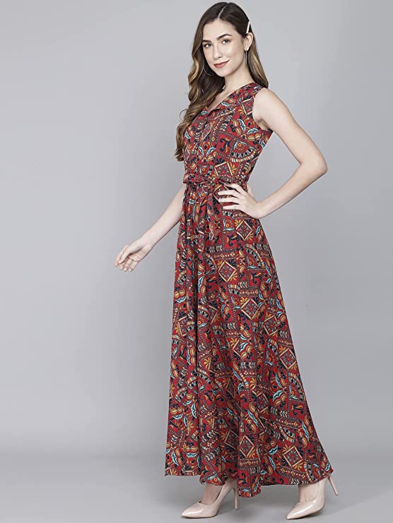 Rudraaksha Women Stylish Crepe Printed Maxi - Image 3