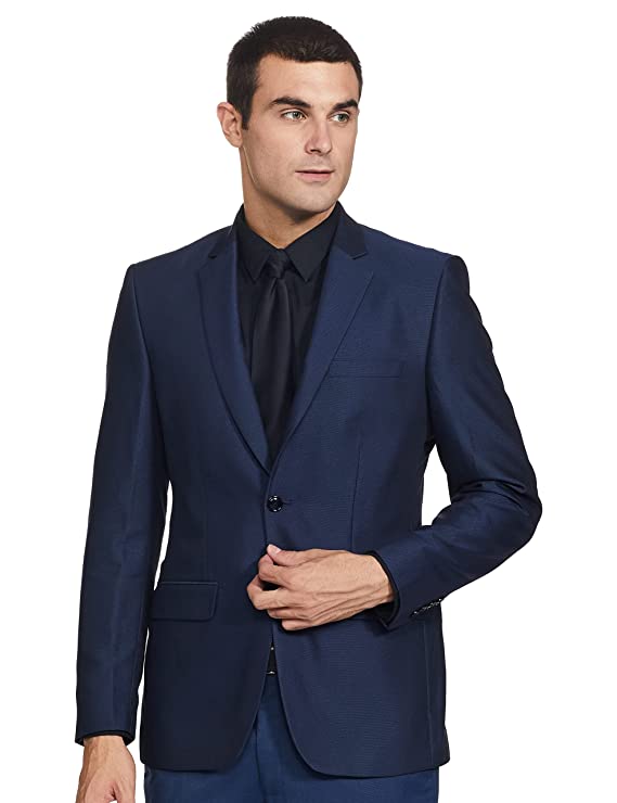 Raymond Rayon Blend Men's Full Sleeve Contemporary FIT Dark Blue Formal Suit