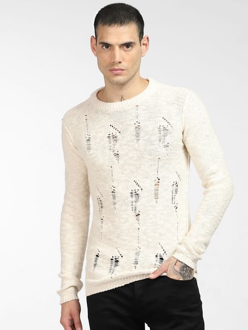 BEIGE RIPPED PULLOVER - Image 2