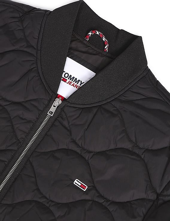 Men Black Sleeveless Collegiate Quilted Bomber Jacket - Image 2