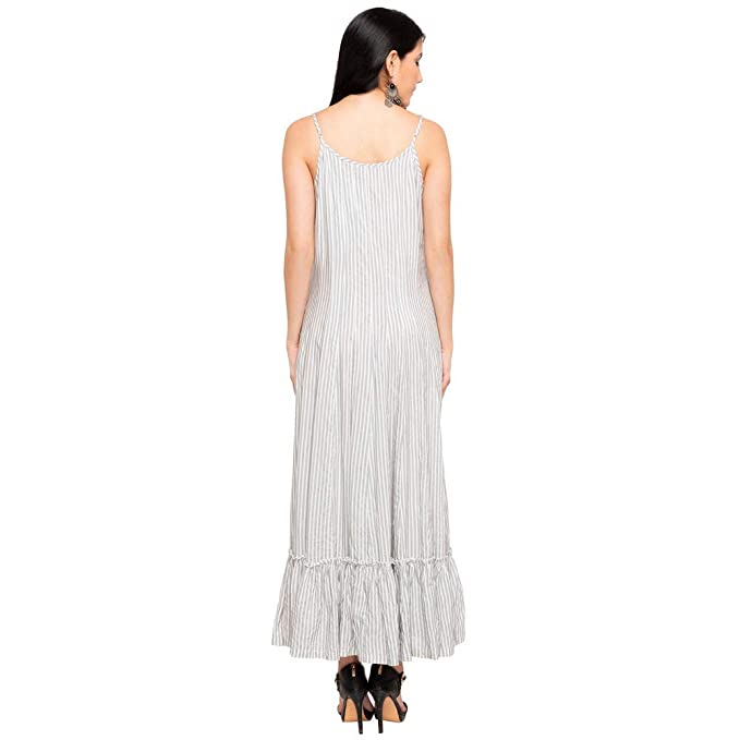 BIBA Womens Strappy Neck Stripe Maxi Dress - Image 2