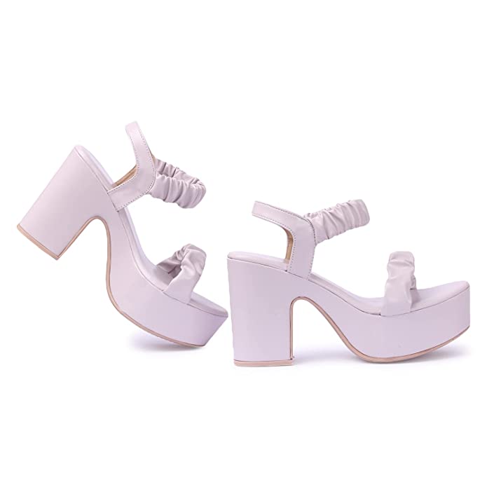 ZAPATOZ Women's/Girls Casual Pink Stylish Latest Party/Casual Heel Sandals - Image 6