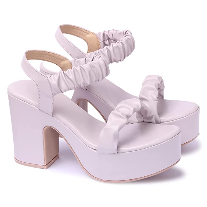 ZAPATOZ Women's/Girls Casual Pink Stylish Latest Party/Casual Heel Sandals