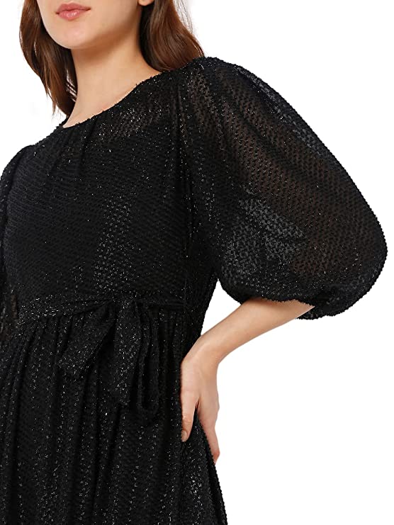VERO MODA Women's Polyester A-Line Midi Dress (10287073- Black_XS) - Image 3