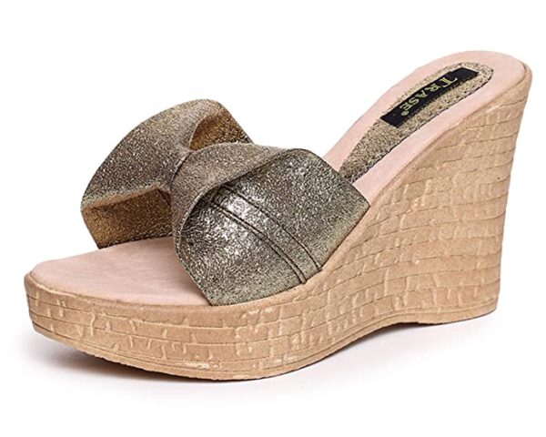 Trase Women's Fashion Sandals | Faux Leather Comfortable and Stylish Wedge Slio On | For Casual Wear & Formal Wear Occasions 3 Inches Heel | For Women & Girls