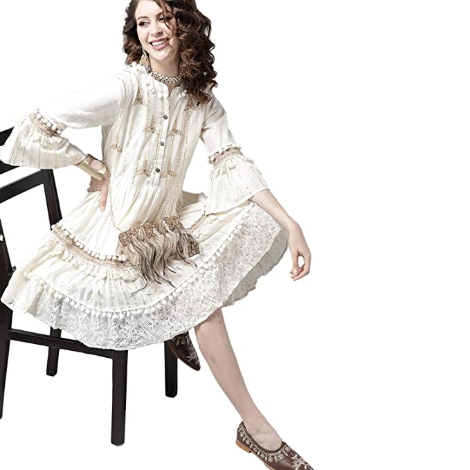 ishin Women's Cotton Above Knee A-Line Dress - Image 3