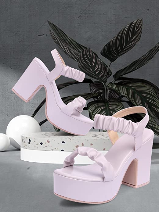 ZAPATOZ Women's/Girls Casual Pink Stylish Latest Party/Casual Heel Sandals - Image 3