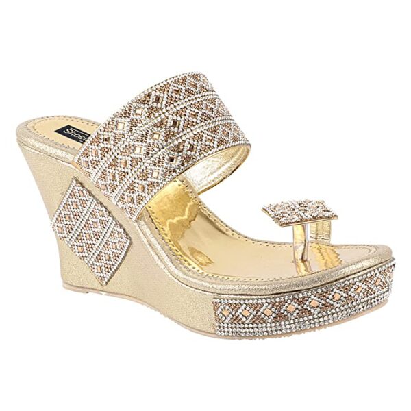 Do Bhai Women Material-Synthtic, Stylish Ethnic Wedges - Image 2